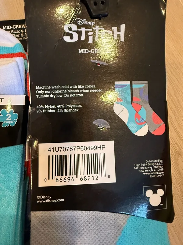 Disney Stitch Women's Mid-Crew Socks 2-Pair Pack Shoe Size 4-10 - Image 2