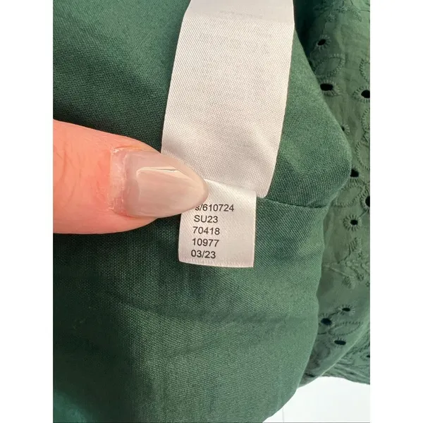 Loft Green Eyelet Ruffle Square Neck Sleeveless Cotton Midi Sundress Size 10 - Image 11
