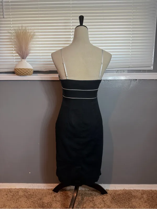 Vintage 90s Express Black Contrast Trim Bow Slip Dress Size 6 - Image 6