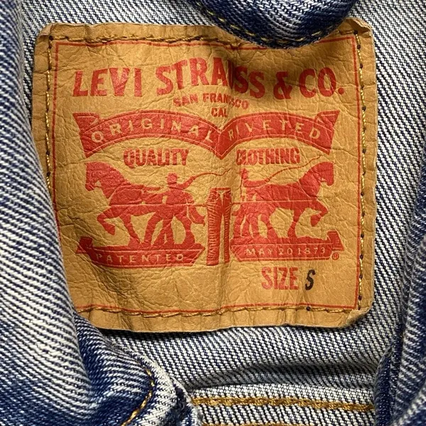 Levis Mens Classic Denim Stonewash Trucker Jean Button Down Jacket Sz‎ Small - Image 4