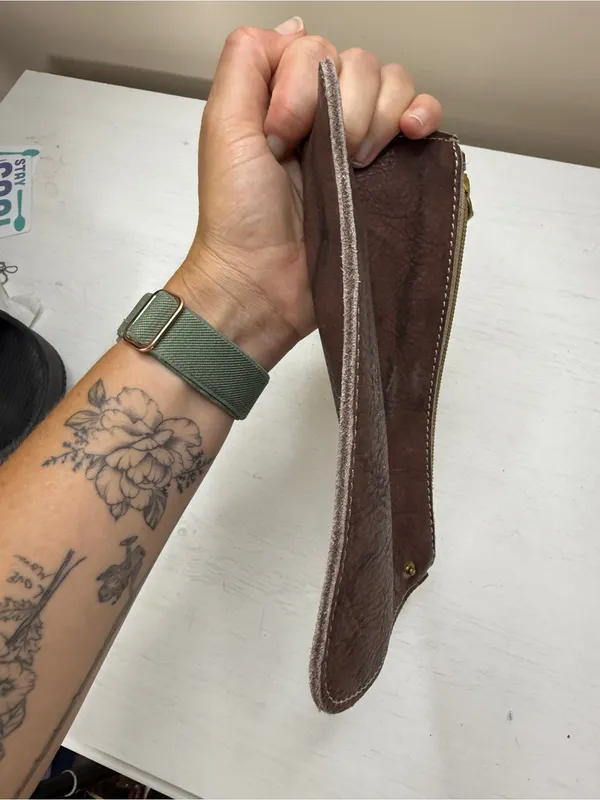 Frye Espresso Brown Pebbled Leather Wristlet Bag - Image 9