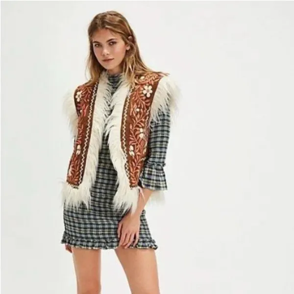 Free People Sage Autumn Chill Plaid Mini Dress Size Small - Image 4
