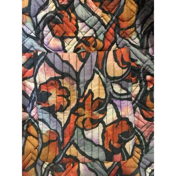 Floral Quilted Jacket Women’s Large Boho Cottagecore Whimsy Artsy Coat Pockets - Image 3