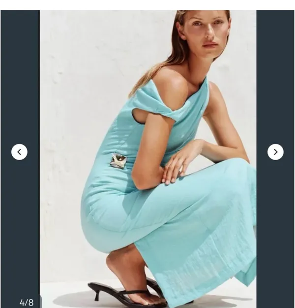 Zara Light Aqua Sheath Dress with Side Drape - Image 4