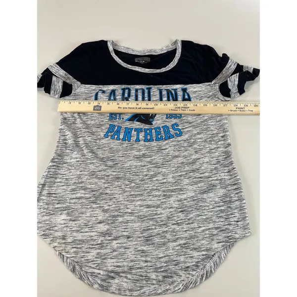 Carolina Panthers Womens Gray and Black Short Sleeve Tee High‑Low Hem Size M - Image 4