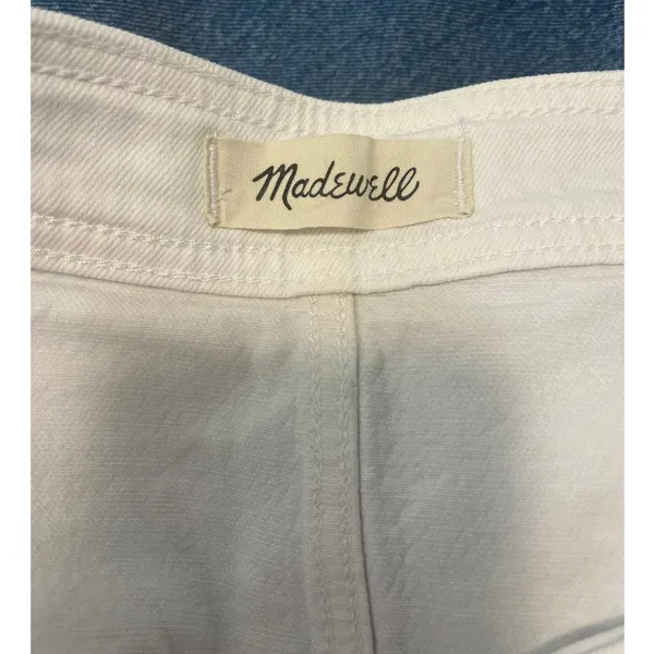 Madewell Stretch Denim A-Line Jean Mini Skirt AF059 V Front in White Womens sz 8 - Image 4