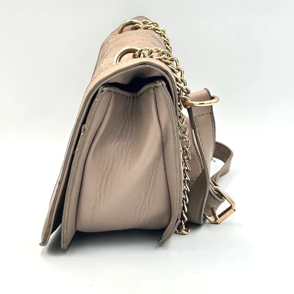 Badgley Mischka Quilted Crossbody Bag Women‎ Small Taupe Gold Studded Glam Purse - Image 4