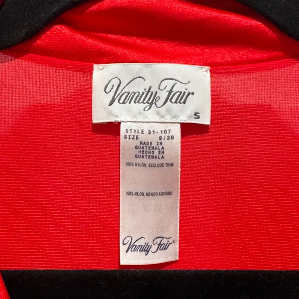 Vanity Fair Vintage‎ Red Lace Trim Button Front Nightgown Robe Kimono Size Small - Image 3