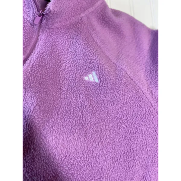 Adidas City Tech High Pile Fleece Full Zip Jacket in Aurora Plum Purple Size L - Image 5