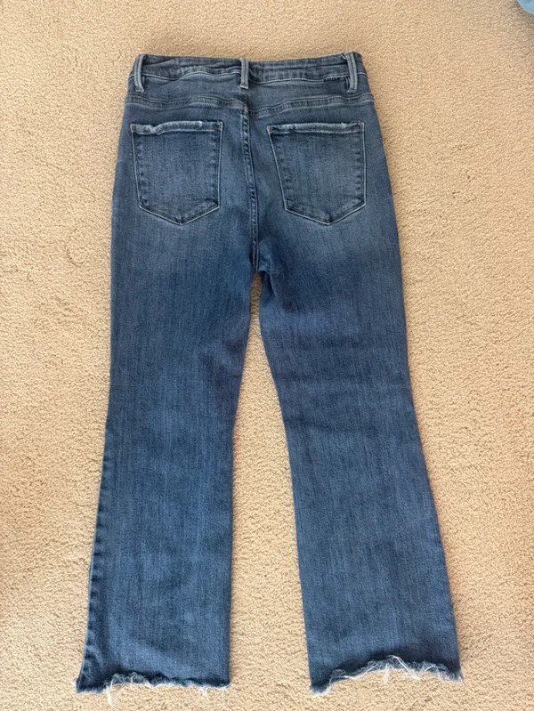 Womens Risen Blue Ankle-Length Frayed Hem Jeans - Image 3