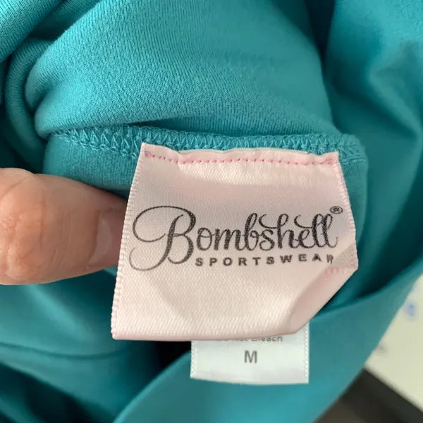 Bombshell Sportswear Jade Teal High Waisted Shorts Womens Medium - Image 9