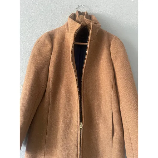 J.Crew Lodge Coat Italian Stadium-Cloth Wool Heather Brown Camel - Image 8