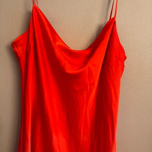 EXPRESS Satin‎ Cowl Neck Asymmetrical Hem Maxi Slip Dress - Image 3