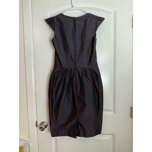 Cue Australia Cocktail Dress Size X-Small Black Matte Satin Ruffles Coquette - Image 6