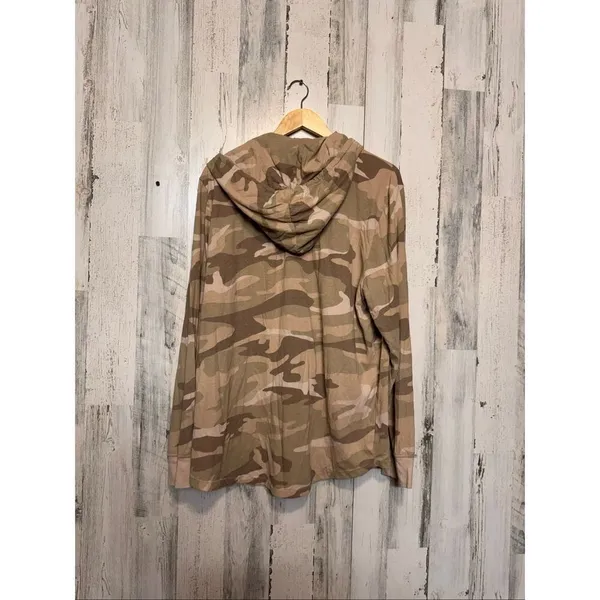 Old Navy Camo Henley Hoodie Pullover Shirt Womens XXL Soft Washed Long Sleeve - Image 6