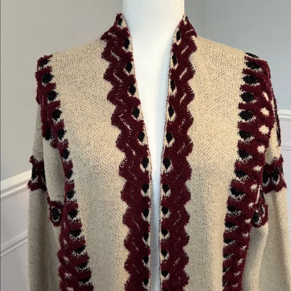 MAX Sport Embroidered Knit Embroidered Longline Cardigan M Boho Western Cowboy - Image 4