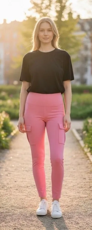 Halara - High Waisted Cargo Pocket Skinny Yoga Leggings - XS Pink - Image 3