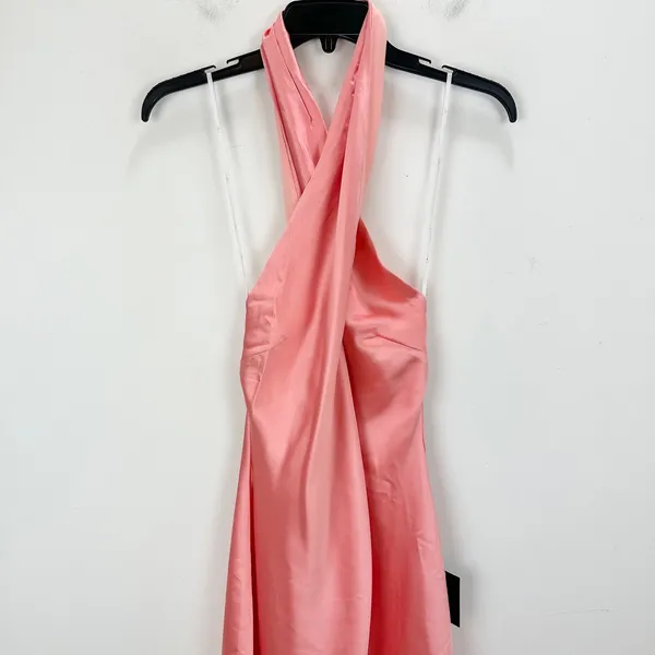 Lulus Satin Mini Halter Dress Pink Sleeveless Party Glam Backless Small NWT - Image 3