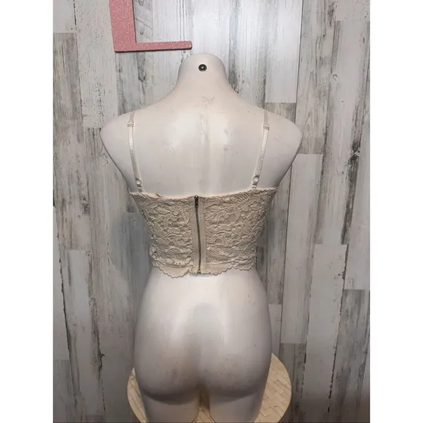 Trac Trac Beige Lace Crop Top Bralette Bustier Size L - Image 2
