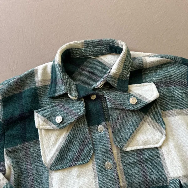 Plaid Flannel Shacket Green Size M - Image 2