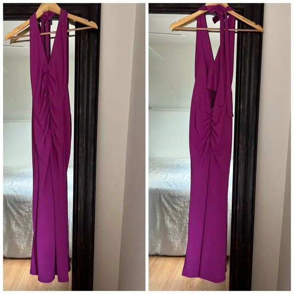 Zara Ruched Halter Dress Small Pink Blogger Fav - Image 3