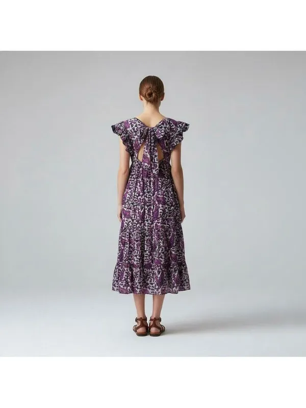 House of Harlow 1960 floral midi/maxi poplin cotton dress Sz L Fairy Cottagecore - Image 2