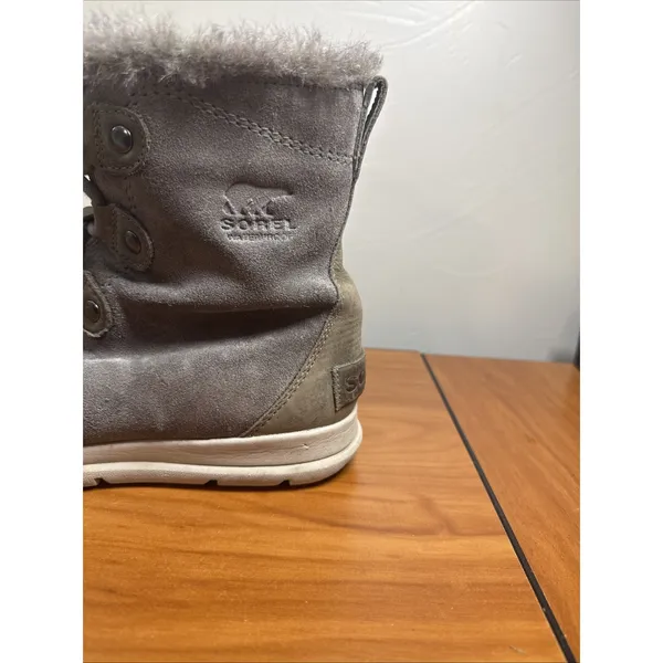Sorel Women's Gray Suede Leather Explorer Joan Winter Boots Size 10 Lace Up - Image 2