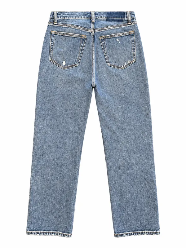 Abercrombie Fitch Ankle Straight Ultra High Rise med wash mild distress jeans 4R - Image 2