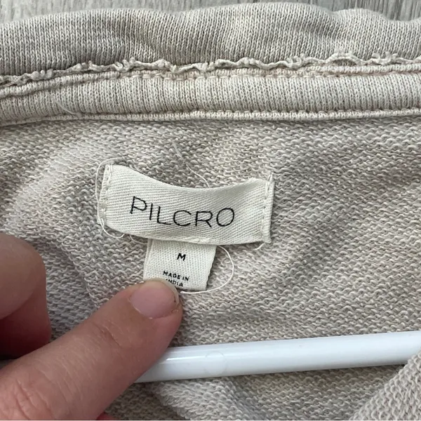 Pilcro Eyelet Sweatshirt batwing crop womens Beige (medium) boho anthropologie - Image 3