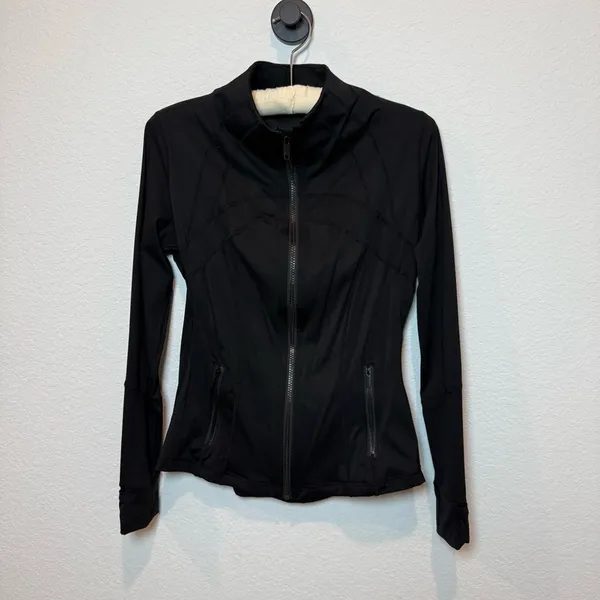 Black Women's Running Jacket with Thumb Holes Size 8 - Image 3