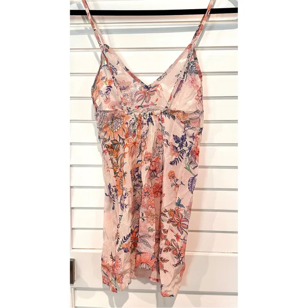 Hemant and Nandita Spaghetti Strap Camisole Sz XXS Pink Floral - Image 4