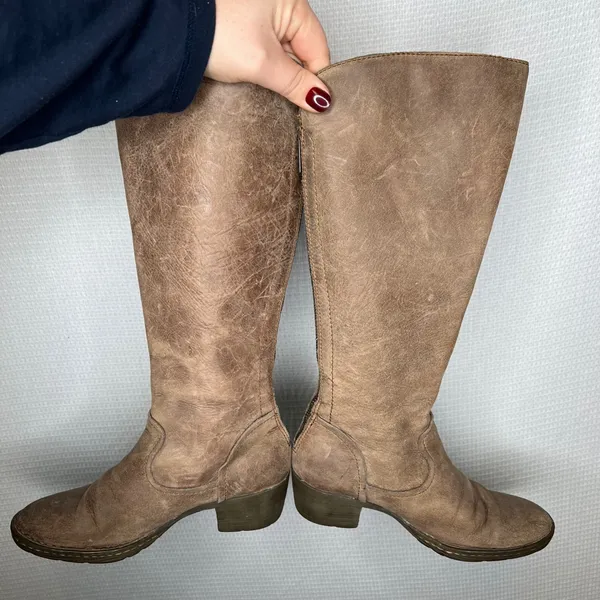 BORN Tall Knee High Boots‎ Leather Size 5 Rustic Brown Zip Side Women - Image 5