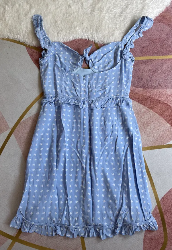 For Love and Lemons Blue Sweetheart Mini Dress - Image 4