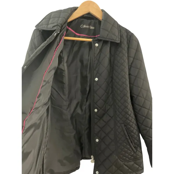 Calvin Klein Black Quilted Puffer Coat Full Zip &‎ Snap Collared Size Small - Image 7