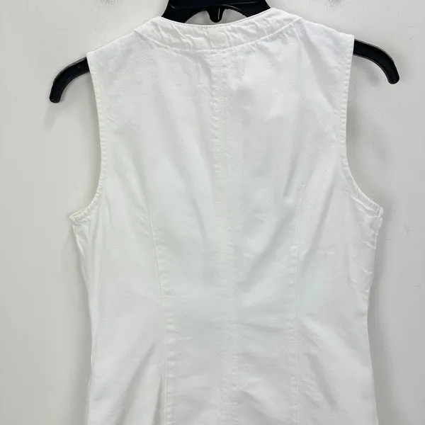 Madewell Denim High Crewneck Vest Tile White Minimalist Utility Pockets US 0 - Image 13