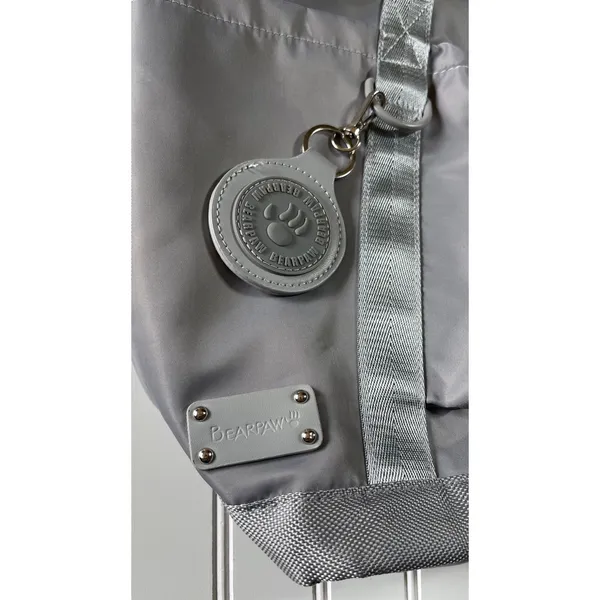 Bearpaw Gray Nylon Tote Bag Front Drawstring Pocket Travel Work Casual Zippered - Image 2