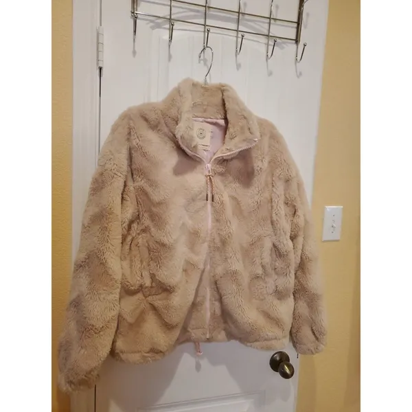 Urban Outfitters Light Pink Teddy Bear Zip Up Sherpa Fleece Women Size L Jacket - Image 3