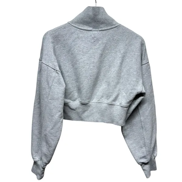 Aerie Offline 1/4 Zip Crop Sweatshirt Women Sz M‎ Gray Boho Pullover Mock Neck - Image 2