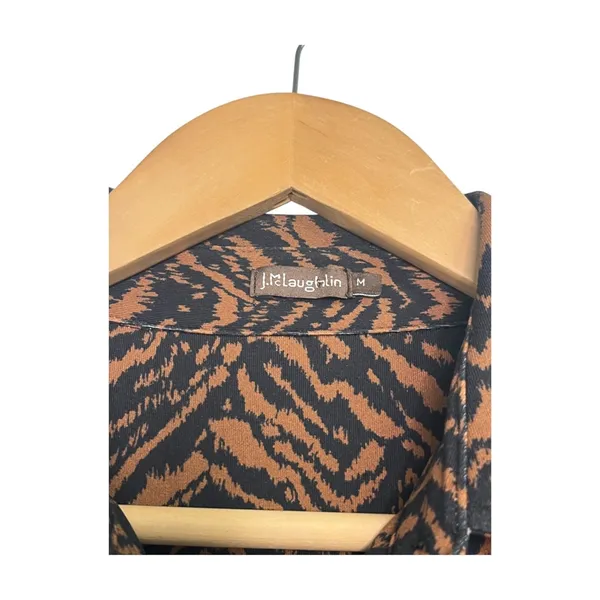 J McLaughlin Catalina Cloth Top Womens Medium Brown Black Button Up Tiger Safari - Image 3