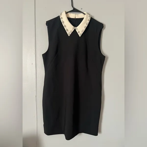 NEW J. Crew Black Mini Dress with White Collar - Image 6