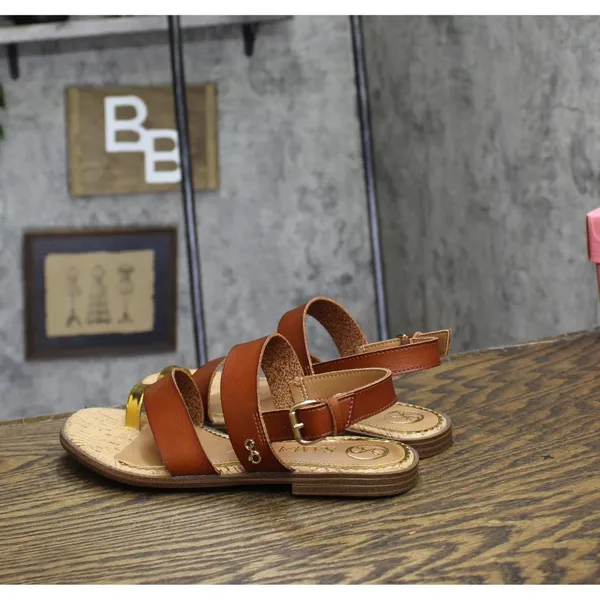NWT Sam & Libby Womens Strappy Perris Flat Sandal J5247S1200 Amber Brown 6.5M - Image 7