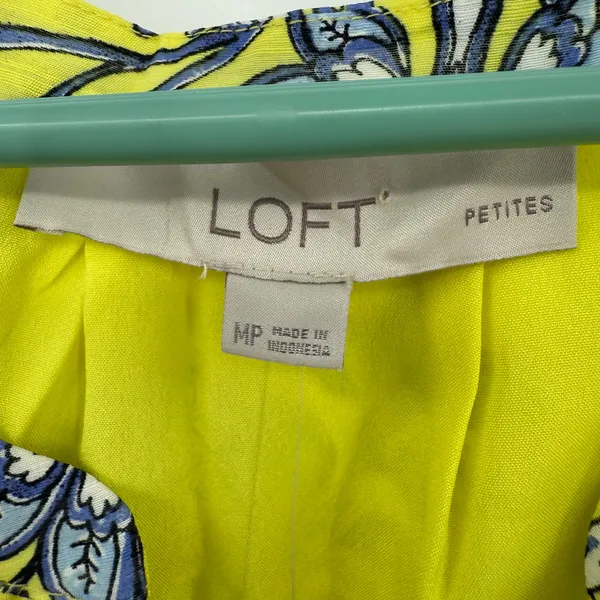 Loft Size Medium Petite Yellow Sun Dress Knee Length‎ Belted Short Sleeve Bright - Image 5