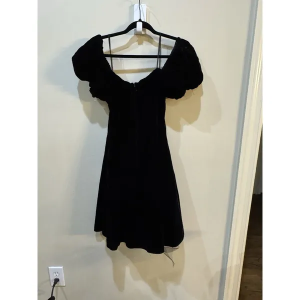 Jessica McClintock Gunne Sax Black Velvet Cocktail Dress Size 5/6 - Image 3