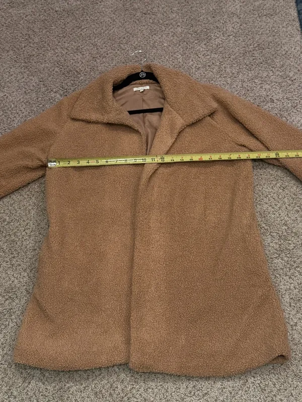 Kate & Sam Camel Faux Shearling Teddy Coat (Large) | Cozy Chic Neutral Staple - Image 6