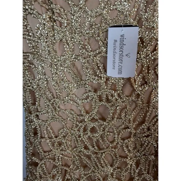 Windsor Dress Womens S Gold Gold Beaded Sequin Bodycon Mini V-Neck - Image 15