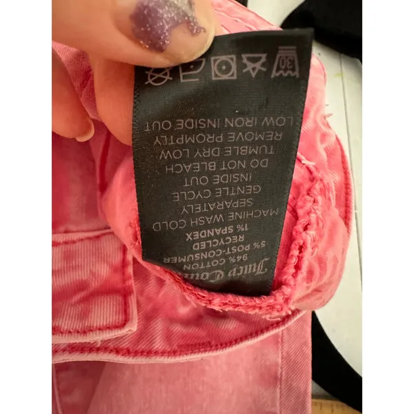 Juicy Couture Jeans Women 29 Pink Calypso Coral Venice Scarf Y2K Denim - Image 9