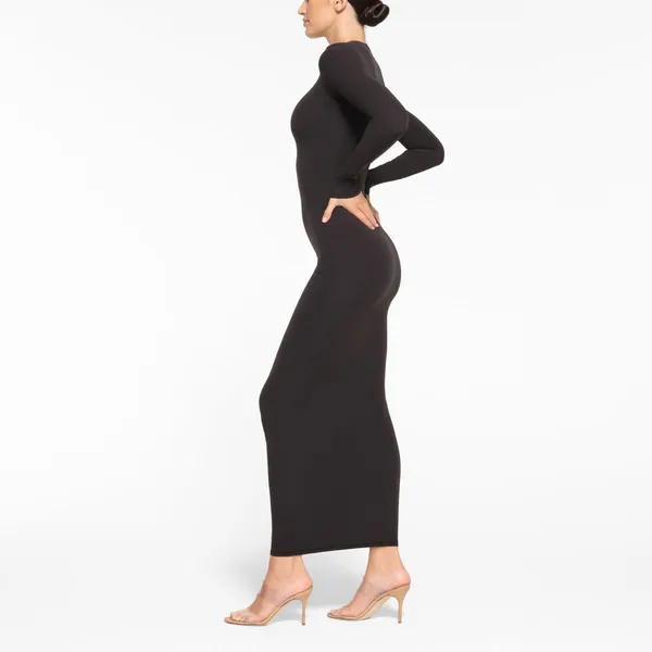 SKIMS Fits Everybody crew Neck long sleeve Dress, BLACK, Large , $88 - Image 3