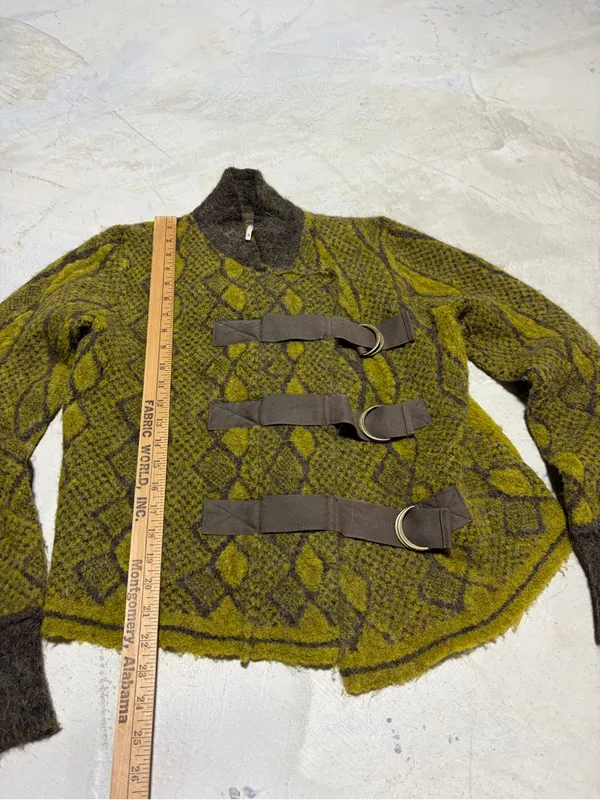Free people Green and Brown wool alpaca Cardigan medium - Image 6