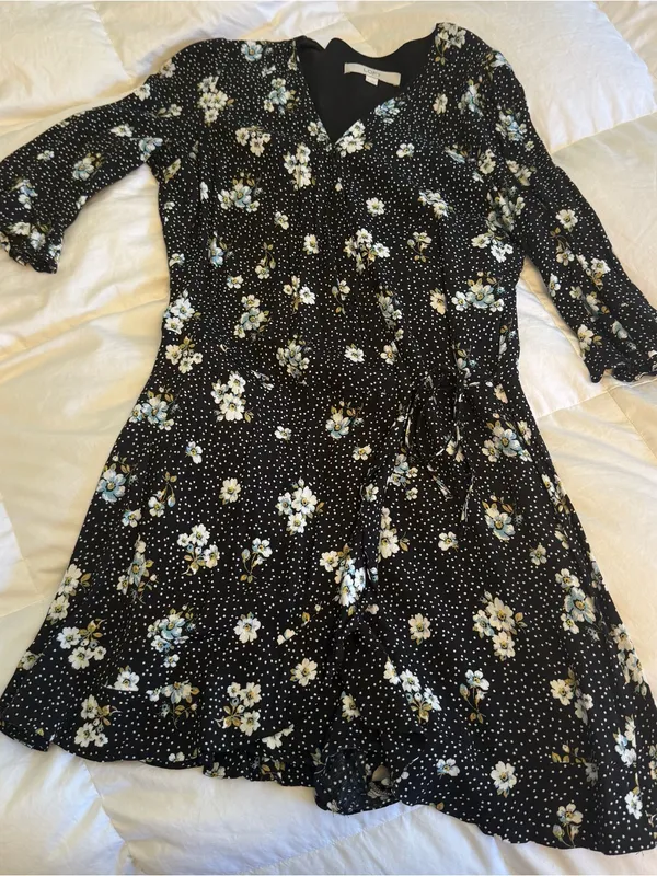 LOFT 3/4 Sleeve Floral Wrap Romper - Image 2