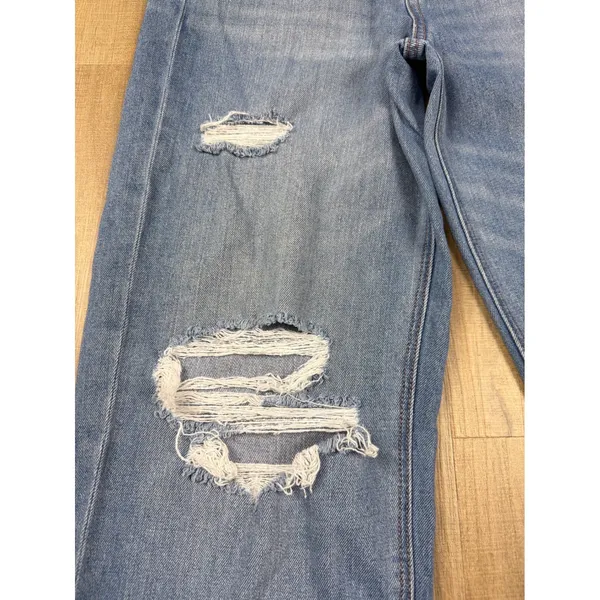 American Eagle Baggy Jean Womens 4 Light Wash Distressed High Rise Ripped Denim - Image 9